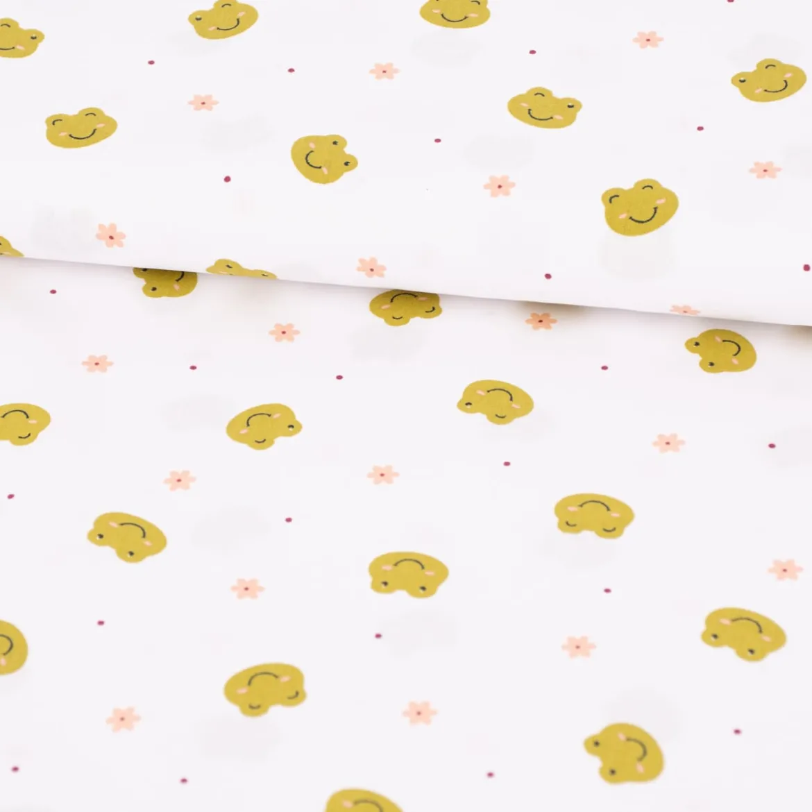 Bio Baumwollstoff Popeline Organic Kinderstoff Frogs Frösche weiß grün 1,50m Breite