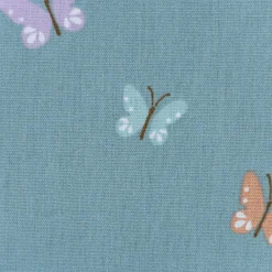 Bio Baumwollstoff Popeline Organic Kinderstoff Schmetterlinge blau 1,4m Breite