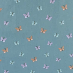 Bio Baumwollstoff Popeline Organic Kinderstoff Schmetterlinge blau 1,4m Breite