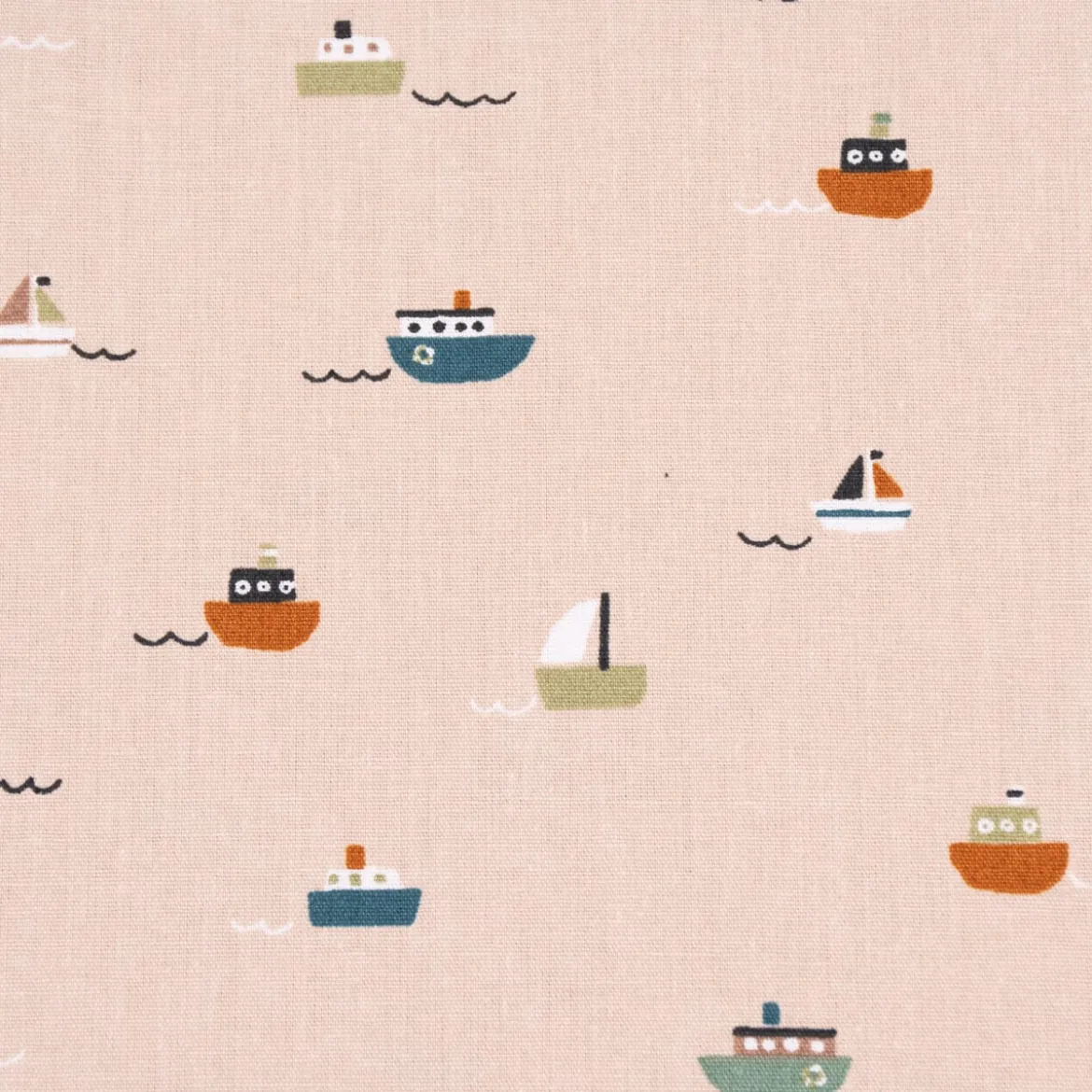 Bio Baumwollstoff Popeline Organic Kinderstoff Boats Schiffchen sand 1,4m Breite