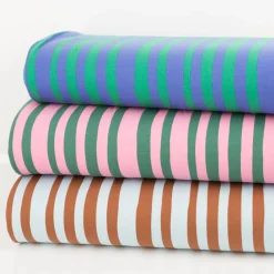 Bio French Terry Sommersweat Streifen Jennifer Bouron blau braun 1,45m Breite