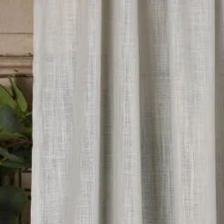 Bio Gardine halbtransparenter Vorhangschal aus Bio Baumwolle Leinenstruktur hellgrau 140x245cm