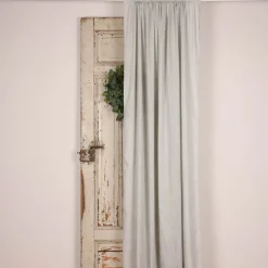 Bio Gardine halbtransparenter Vorhangschal aus Bio Baumwolle Leinenstruktur hellgrau 140x245cm