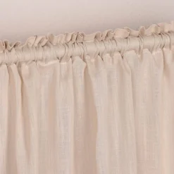 Bio Gardine halbtransparenter Vorhangschal aus Bio Baumwolle Leinenstruktur taupe natur 140x245cm