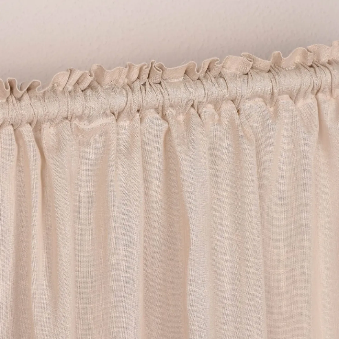 Bio Gardine halbtransparenter Vorhangschal aus Bio Baumwolle Leinenstruktur taupe natur 140x245cm