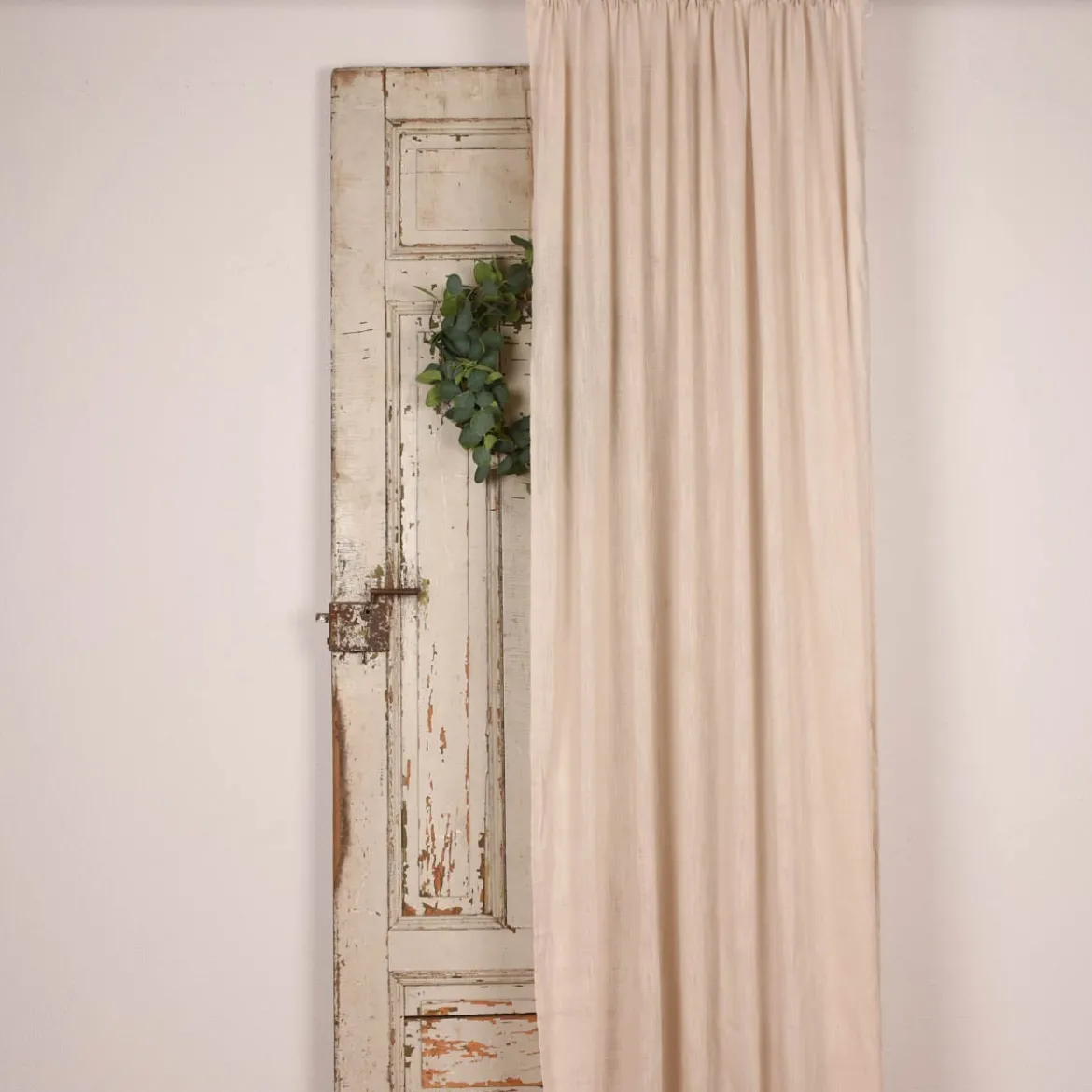 Bio Gardine halbtransparenter Vorhangschal aus Bio Baumwolle Leinenstruktur taupe natur 140x245cm