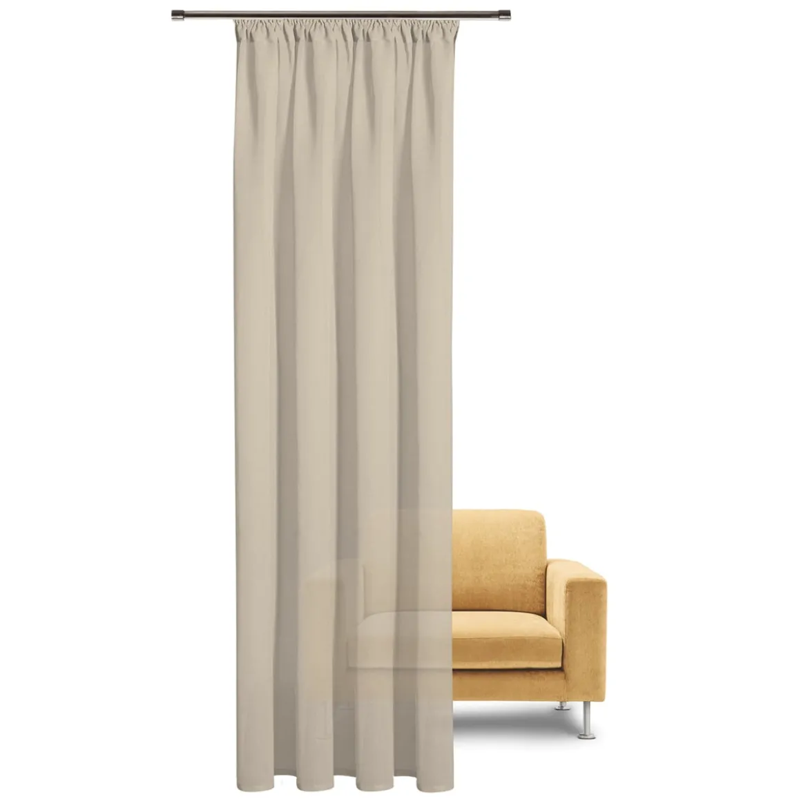 Bio Gardine halbtransparenter Vorhangschal aus Bio Baumwolle Leinenstruktur taupe natur 140x245cm