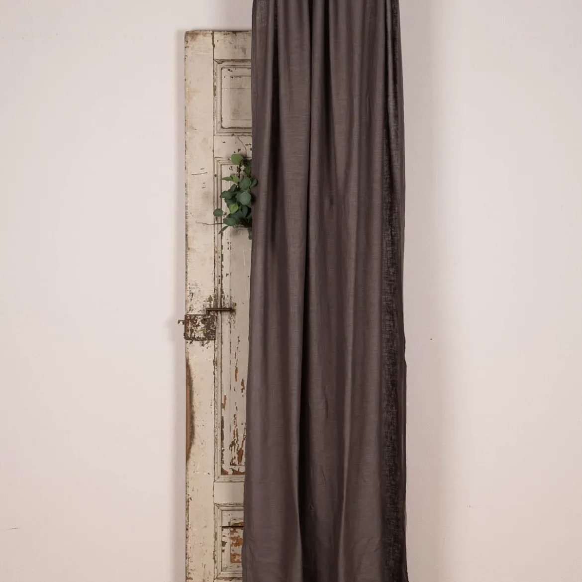 Bio Gardine Vorhangschal aus Bio Baumwolle und Leinen Leinenstruktur einfarbig dunkelgrau 140x270cm