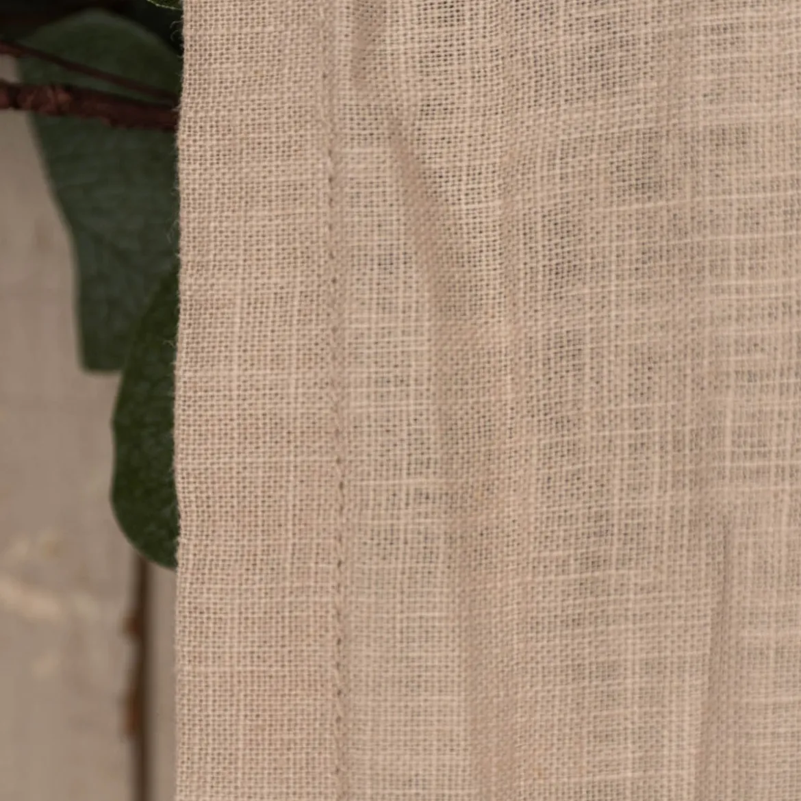 Bio Gardine Vorhangschal aus Bio Baumwolle und Leinen Leinenstruktur einfarbig sand 140x270cm