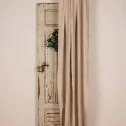 Bio Gardine Vorhangschal aus Bio Baumwolle und Leinen Leinenstruktur einfarbig sand 140x270cm