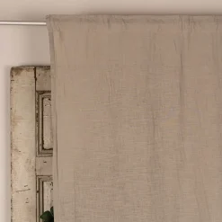 Bio Gardine Vorhangschal aus Bio Baumwolle und Leinen Leinenstruktur einfarbig taupe 140x270cm