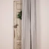 Bio Gardine Vorhangschal aus Bio Baumwolle und Leinen Leinenstruktur einfarbig hellgrau 140x270cm