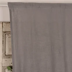 Bio Gardine Vorhangschal aus Bio Baumwolle und Leinen Leinenstruktur einfarbig mittelgrau 140x270cm