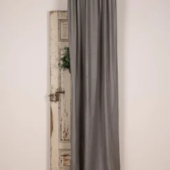 Bio Gardine Vorhangschal aus Bio Baumwolle und Leinen Leinenstruktur einfarbig mittelgrau 140x270cm
