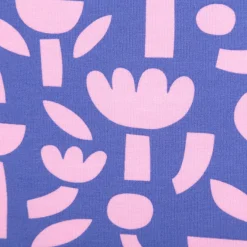 Bio Jersey Stoff Baumwolljersey Blumen Jennifer Bouron blau rosa 1,48 m Breite