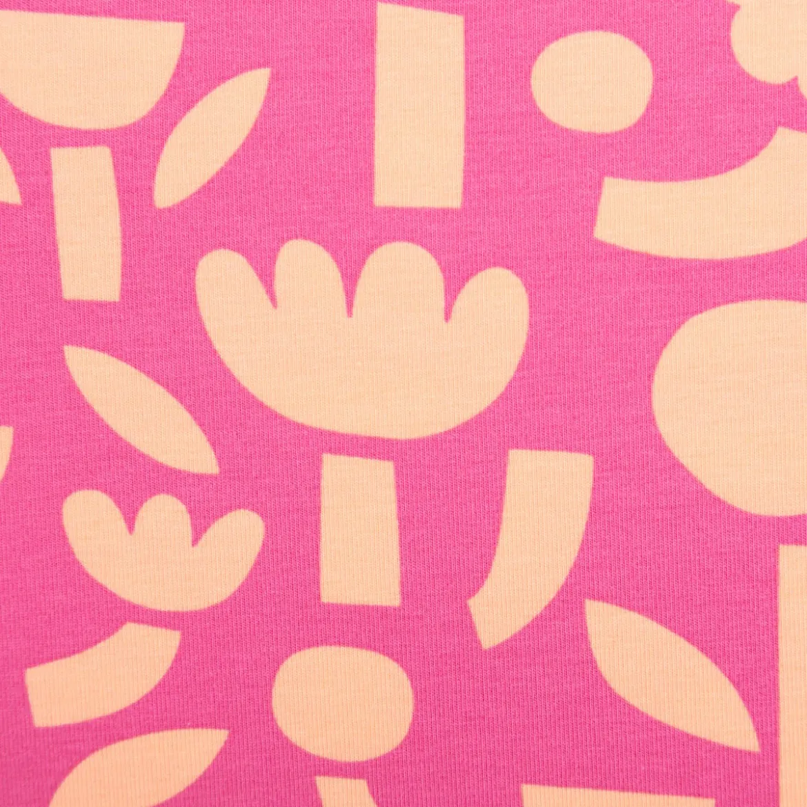 Bio Jersey Stoff Baumwolljersey Blumen Jennifer Bouron fuchsia apricot 1,48 m Breite
