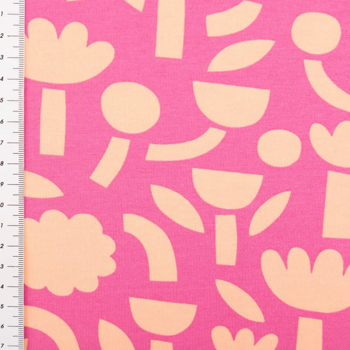Bio Jersey Stoff Baumwolljersey Blumen Jennifer Bouron fuchsia apricot 1,48 m Breite