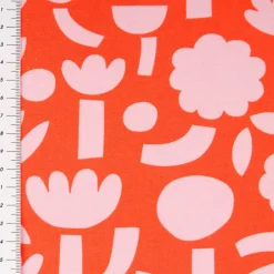 Bio Jersey Stoff Baumwolljersey Blumen Jennifer Bouron orange rosa 1,48 m Breite
