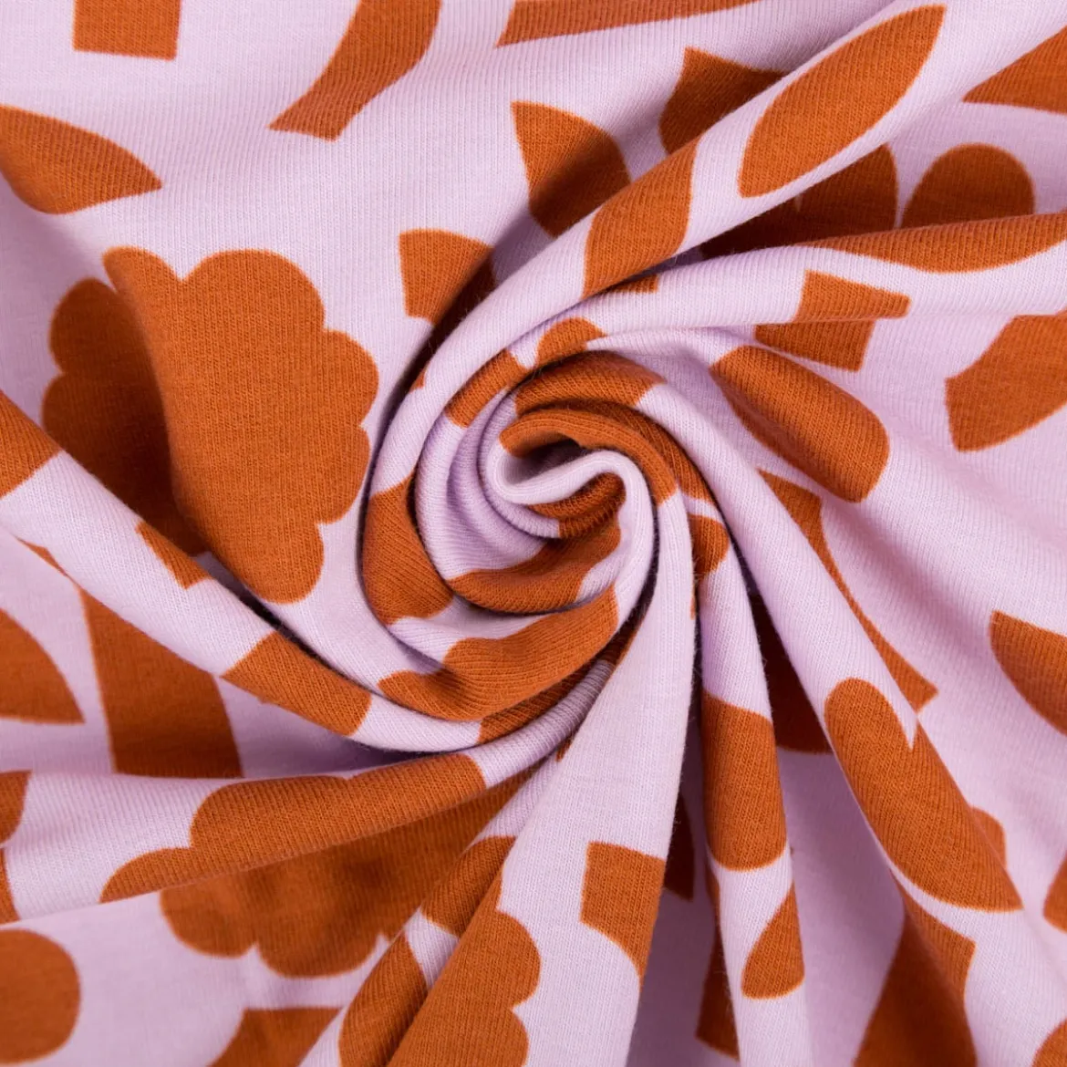 Bio Jersey Stoff Baumwolljersey Blumen Jennifer Bouron violett rot 1,48 m Breite