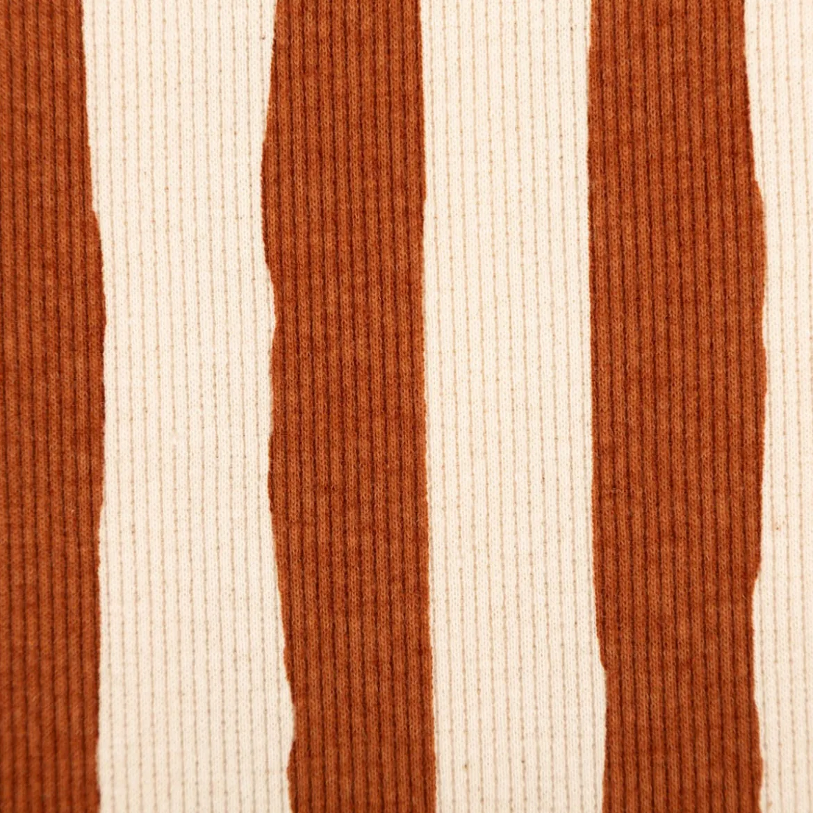 Bio Rippjersey Rib Jersey Stoff Baumwolle Streifen natur braun 1,2m Breite