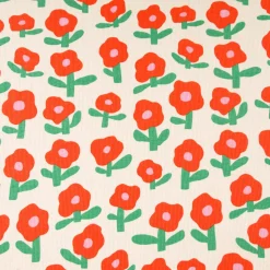 Bio Rippjersey Rib Jersey Stoff Baumwolle Blumen Jennifer Bouron natur rot 1,2m Breite