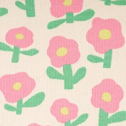 Bio Rippjersey Rib Jersey Stoff Baumwolle Blumen Jennifer Bouron natur pink 1,2m Breite