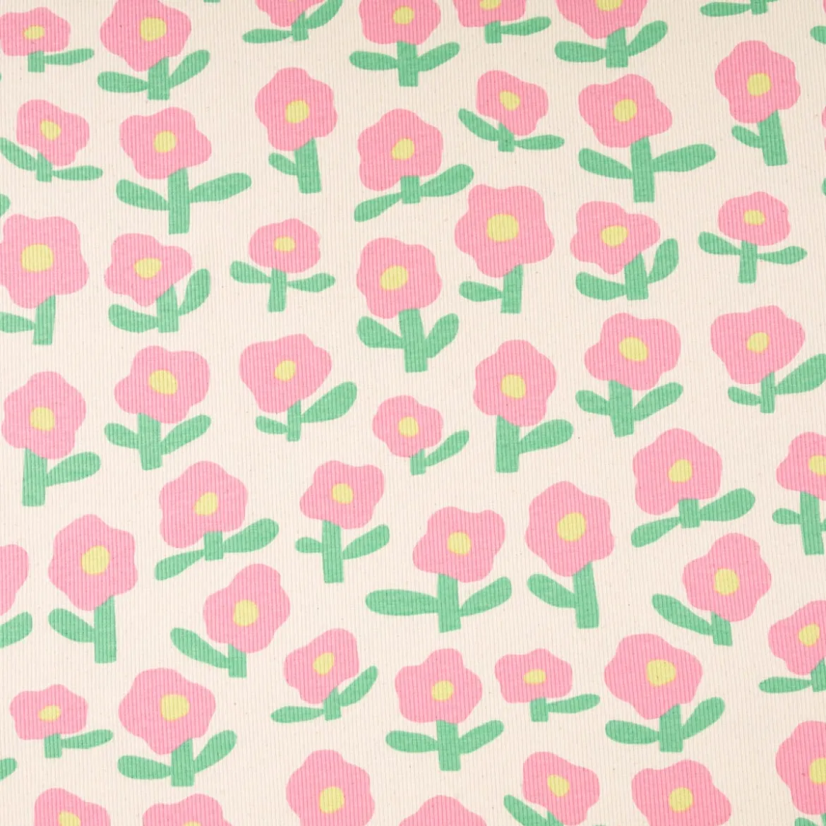 Bio Rippjersey Rib Jersey Stoff Baumwolle Blumen Jennifer Bouron natur pink 1,2m Breite
