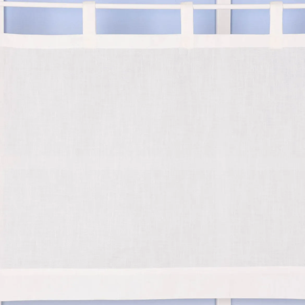 Bio Schlaufenbistro halbtransparente Scheibengardine aus Bio Baumwolle mit Leinenstruktur wollweiß 150x50cm