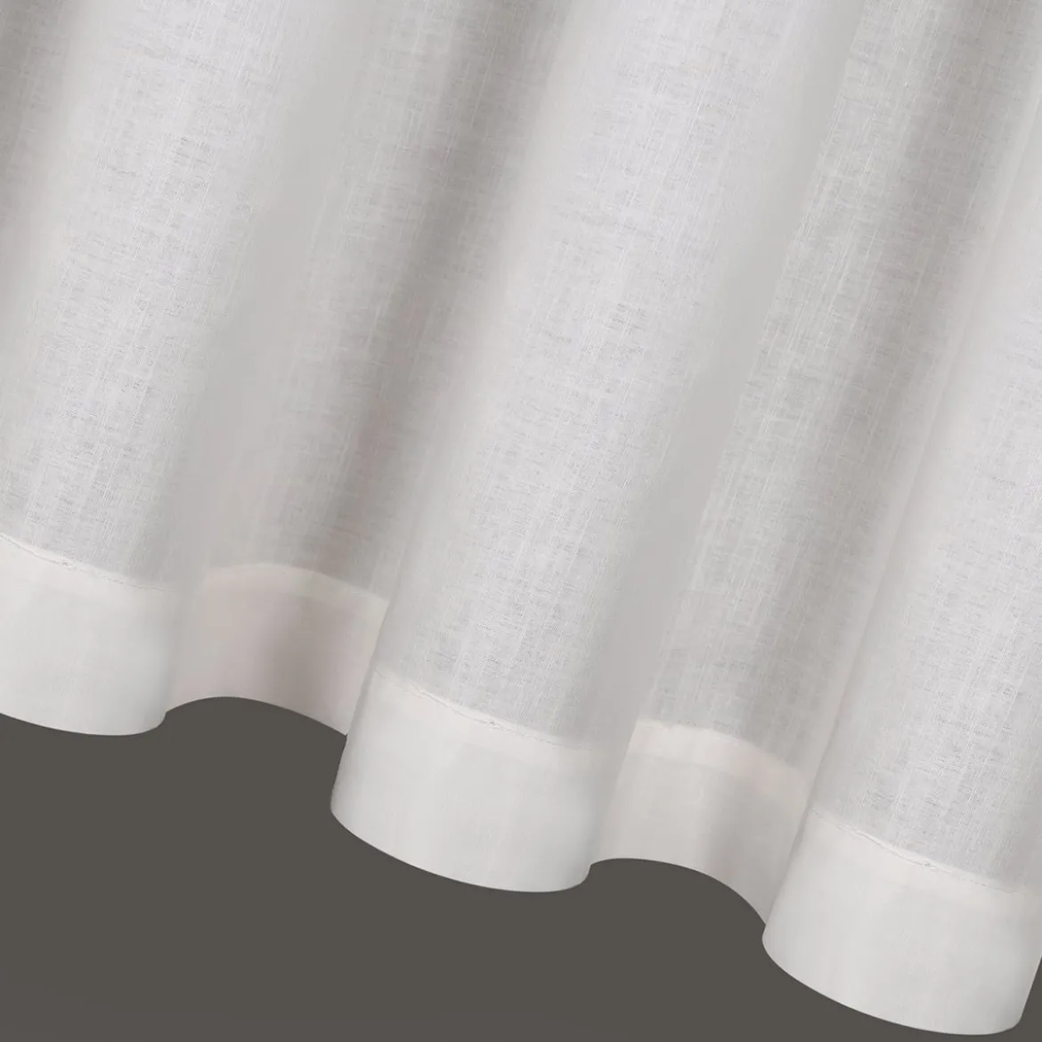 Bio Schlaufenbistro halbtransparente Scheibengardine aus Bio Baumwolle mit Leinenstruktur wollweiß 150x50cm