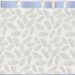 Bio Schlaufenbistro Scheibengardine aus Bio Baumwolle mit Blätterprint wollweiß grün 150x50cm