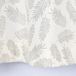 Bio Schlaufenbistro Scheibengardine aus Bio Baumwolle mit Blätterprint wollweiß grün 150x50cm