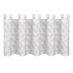 Bio Schlaufenbistro Scheibengardine aus Bio Baumwolle mit Blätterprint wollweiß grün 150x50cm