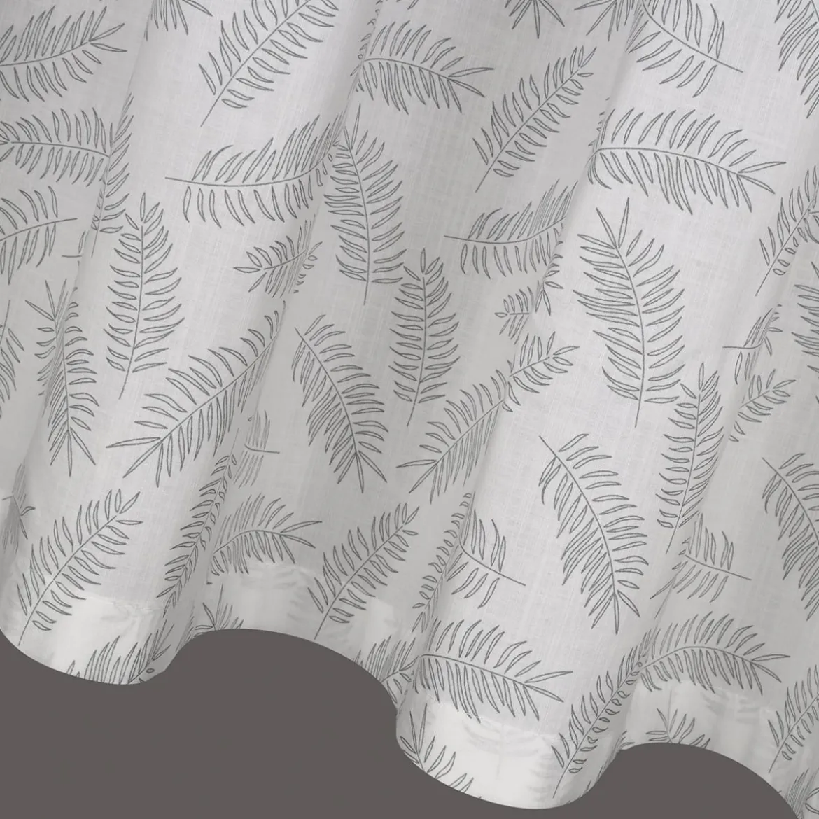 Bio Schlaufenbistro Scheibengardine aus Bio Baumwolle mit Blätterprint wollweiß grün 150x50cm