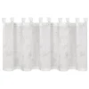 Bio Schlaufenbistro Scheibengardine aus Bio Baumwolle Blätterstickerei Leinenstruktur transparent wollweiß grün 150x50cm
