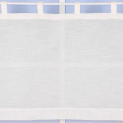 Bio Schlaufenbistro transparente Scheibengardine aus Bio Baumwolle mit Leinenstruktur wollweiß 150x50cm