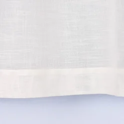 Bio Schlaufenbistro transparente Scheibengardine aus Bio Baumwolle mit Leinenstruktur wollweiß 150x50cm