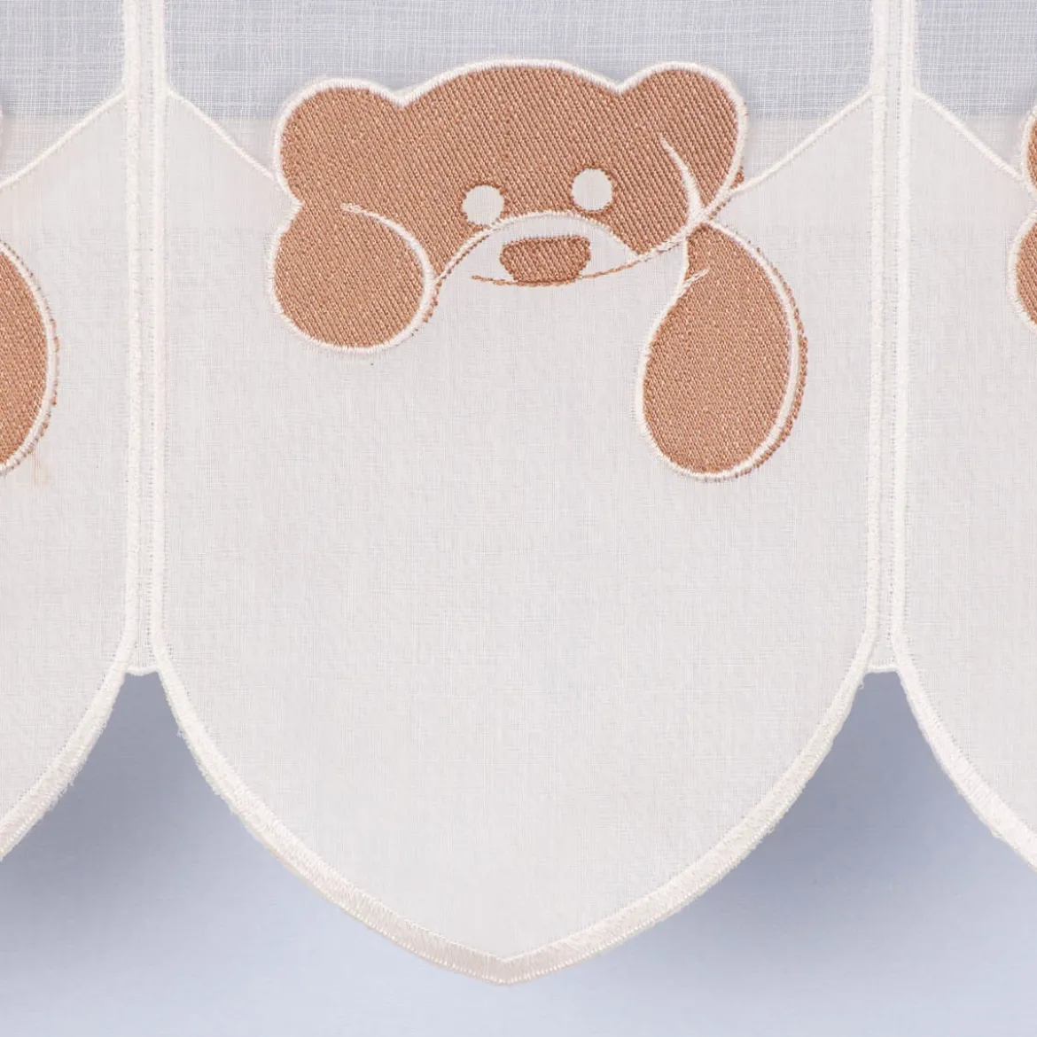 Bistrogardine Panneaux Kinderzimmergardine Teddybär mit Tasche nähfrei weiß braun 45cm Höhe