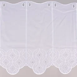 Bistrogardine Panneaux Scheibengardine nähfrei Stickerei Glitzerstein weiß 45cm Höhe