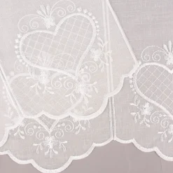 Bistrogardine Panneaux Scheibengardine nähfrei Leinenlook Stickerei Herzen ecru 45cm Höhe
