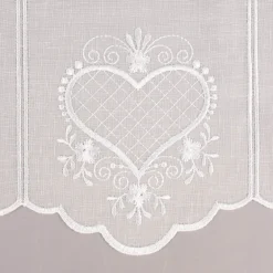 Bistrogardine Panneaux Scheibengardine nähfrei Leinenlook Stickerei Herzen ecru 45cm Höhe