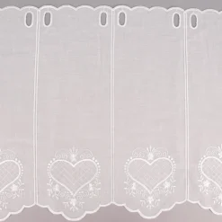 Bistrogardine Panneaux Scheibengardine nähfrei Leinenlook Stickerei Herzen ecru 45cm Höhe