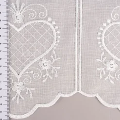 Bistrogardine Panneaux Scheibengardine nähfrei Leinenlook Stickerei Herzen ecru 30cm Höhe