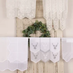 Bistrogardine Panneaux Scheibengardine nähfrei Leinenlook Stickerei Herzen ecru 30cm Höhe