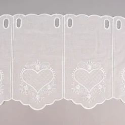 Bistrogardine Panneaux Scheibengardine nähfrei Leinenlook Stickerei Herzen ecru 30cm Höhe