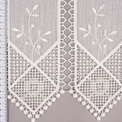 Bistrogardine Panneaux Scheibengardine nähfrei Leinenlook Häkelei Stickerei Blätter ecru 30cm Höhe