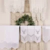 Bistrogardine Panneaux Scheibengardine nähfrei Leinenlook Häkelei Stickerei Blätter ecru 45cm Höhe