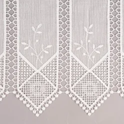 Bistrogardine Panneaux Scheibengardine nähfrei Leinenlook Häkelei Stickerei Blätter ecru 45cm Höhe