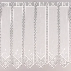 Bistrogardine Panneaux Scheibengardine nähfrei Leinenlook Häkelei Stickerei Blätter ecru 60cm Höhe