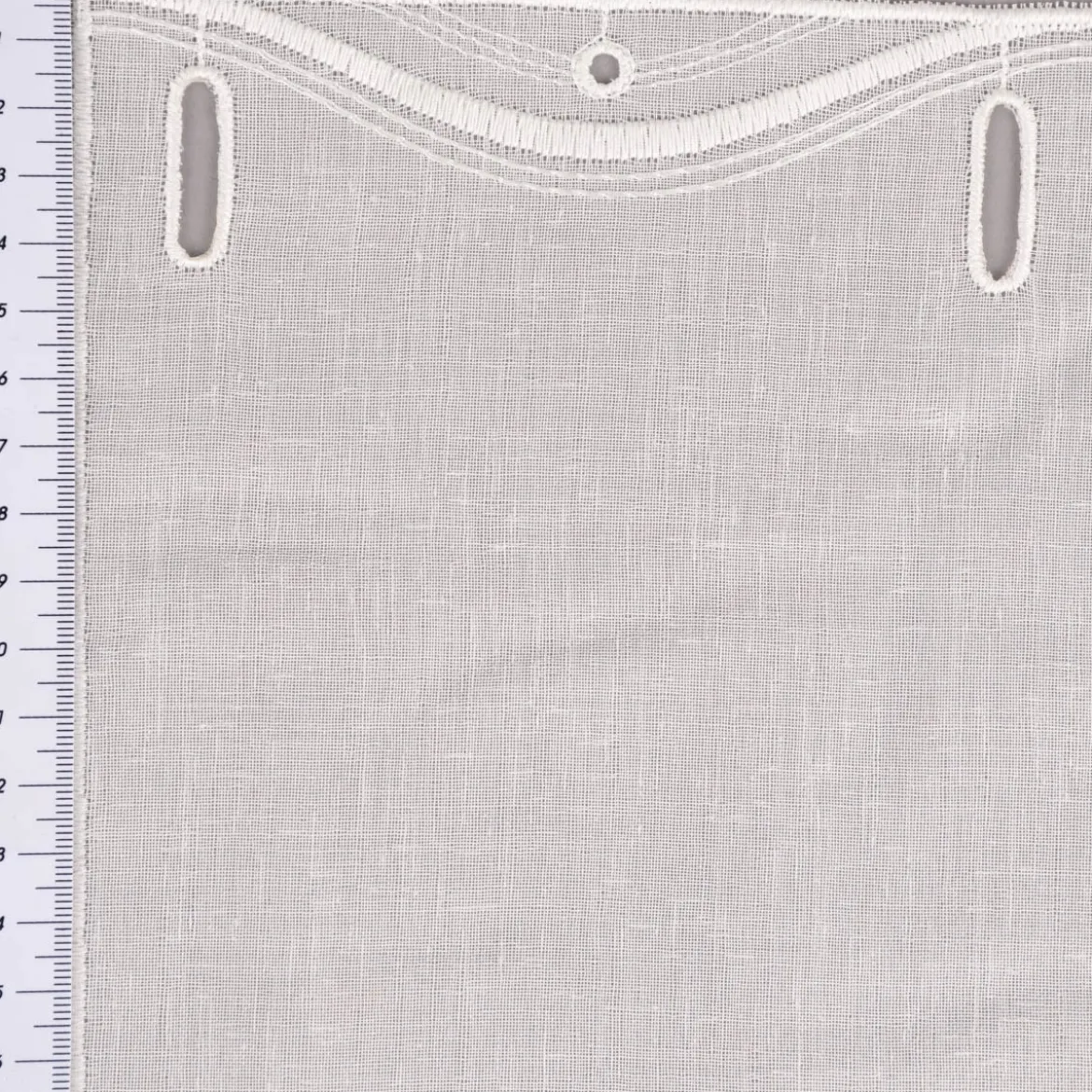 Bistrogardine Panneaux Scheibengardine nähfrei Stickerei Leinenlook ecru 30cm Höhe