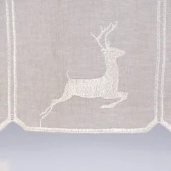 Bistrogardine Panneaux Scheibengardine nähfrei Leinenstruktur Stickerei Hirsch natur 45cm Höhe